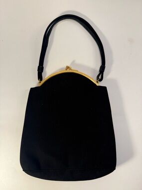 Classic Black Top-Handle Women's Bag with Gold Trim